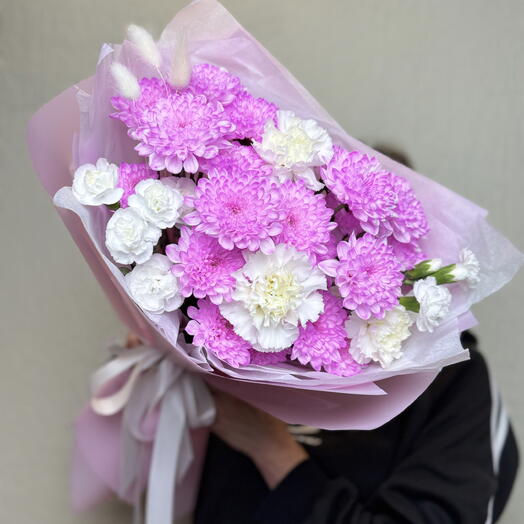 💕Яркий букет из хризантем и диантуса💕