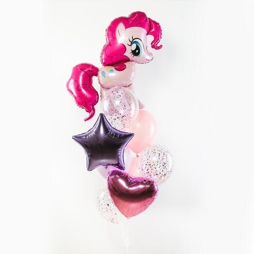 A set of themed balls "Funny pony" of 9 pieces