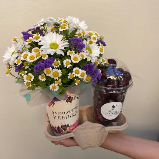 Ромашки🌼и черешня🍒