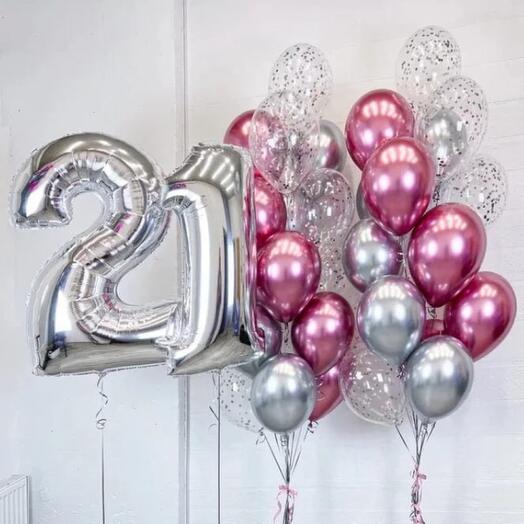Решение из 30 шаров на 21 год девушке