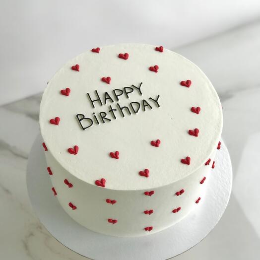 Торт 3кг с сердечками и надписью Happy Birthday