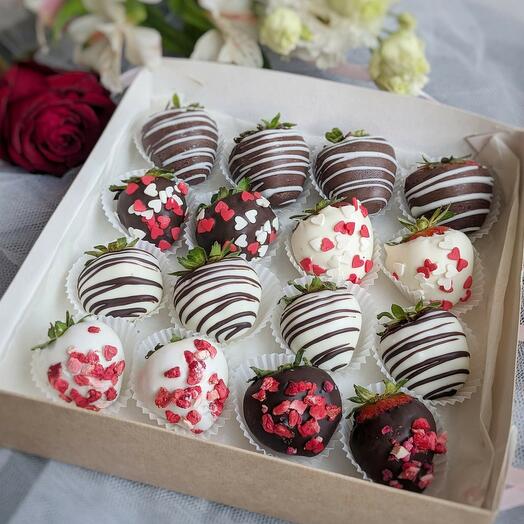 Caja de fresas "Mon amour"