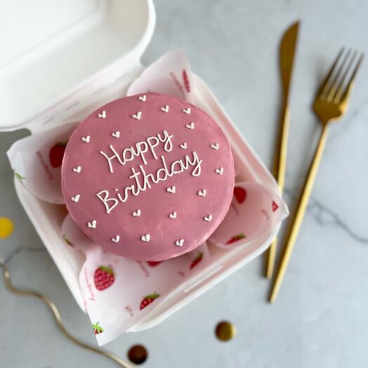 Delicado pastel de Bento rosa feliz cumpleaños