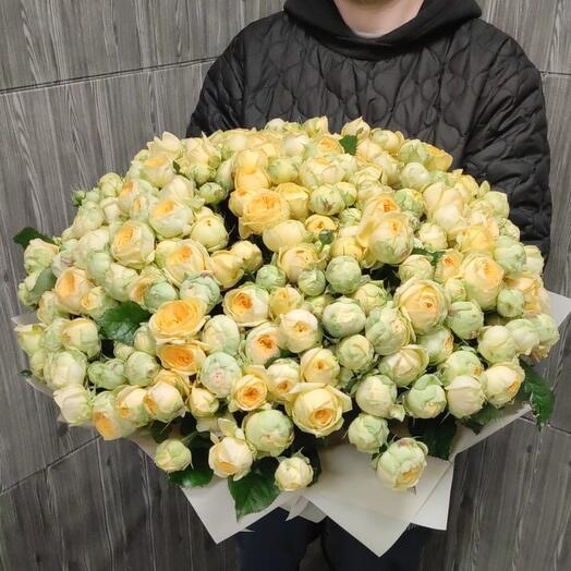 Букет из 101 кустовой пионовидной розы