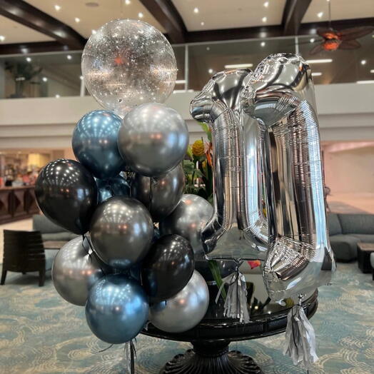 15 balloons 2 numbers 1 bubble balloon with confetti