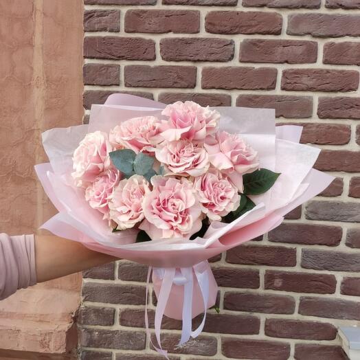 Букет из 9 французских роз Pink Mondiale