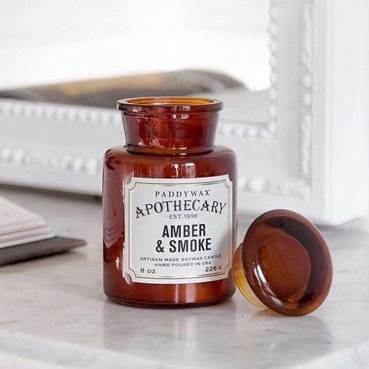 AMBER   SMOKE Большая свеча в аптекарской баночке Apothecary, PaddyWax