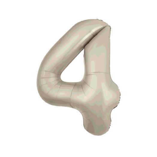 Фольгированный воздушный гелиевый шар цифра 4 крем 102 см (40 дюймов) для украшения праздника и дня рождения