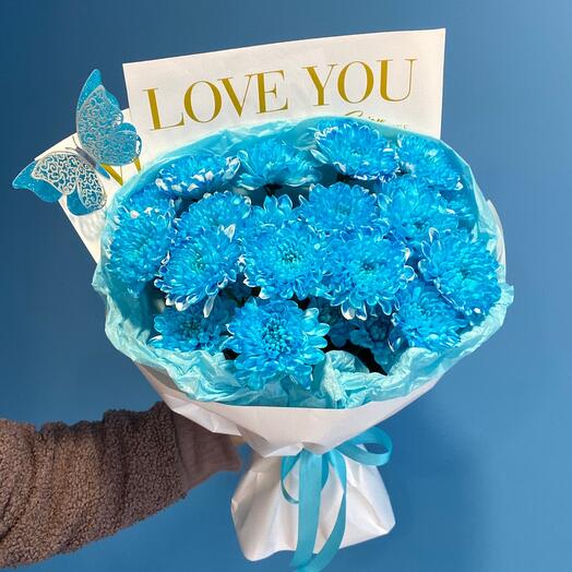Bouquet of chrysanthemums "Heavenly blue"