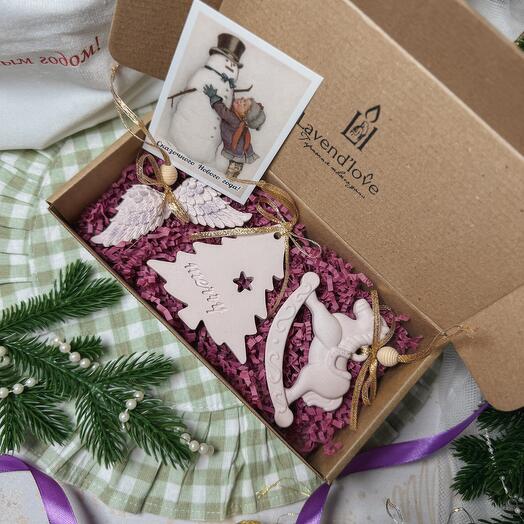 (Арт25) Подарочный набор – «игрушки новогодние из гипса» (подвески)  Новый год Рождество