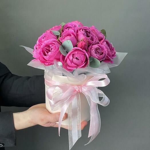 Pink Roses and Eucalyptus Bouquet