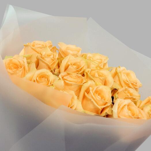 Букет персиковых роз Peach Avalanche, 15 шт, 50 см. Florentika