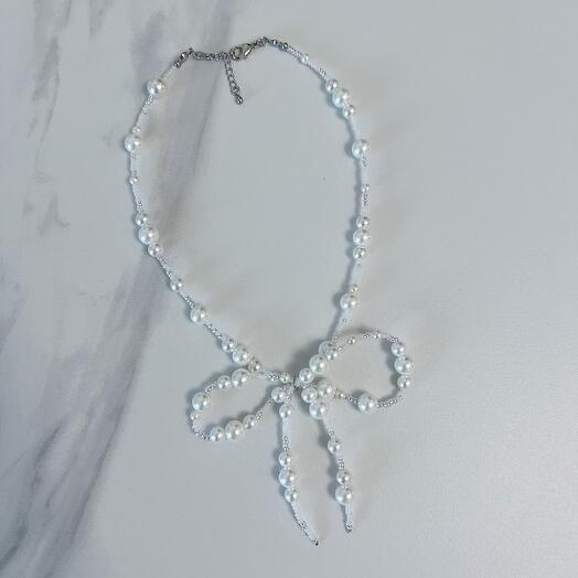 Чокер бантик из жемчуга Swarovski
