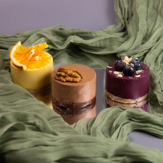 Trio 1 (mirtilos, chocolate e cheesecake)