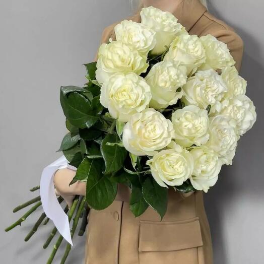 Букет 15 высоких белых роз🌹Эквадор