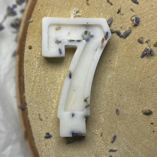 Свеча на торт «7» с лавандой