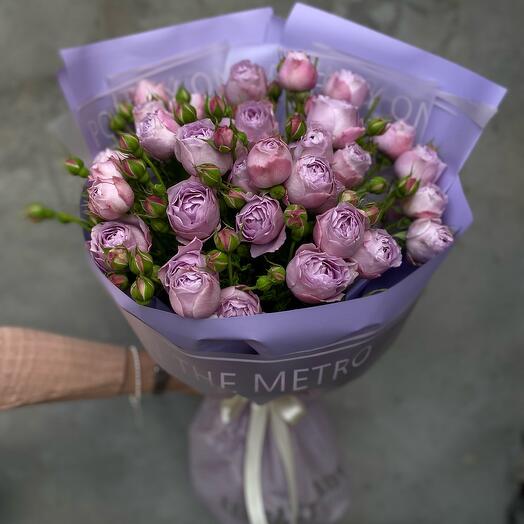 Букет пионовидных лавандовых 💜🌿 роз