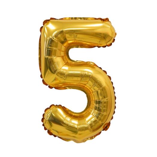 Фольгированный шар «Цифра» 5, Золото