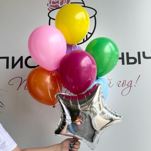 Фонтан шаров с гелием "Звезда моя"/шары с гелием Уфа/Шары на день рождения/шары девушке/Доставка Уфа