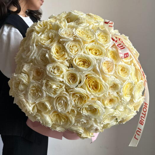 Букет "101 пионовидных роз Candlelight"