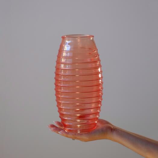 Стеклянная ваза прозрачная розовая "Лайт"