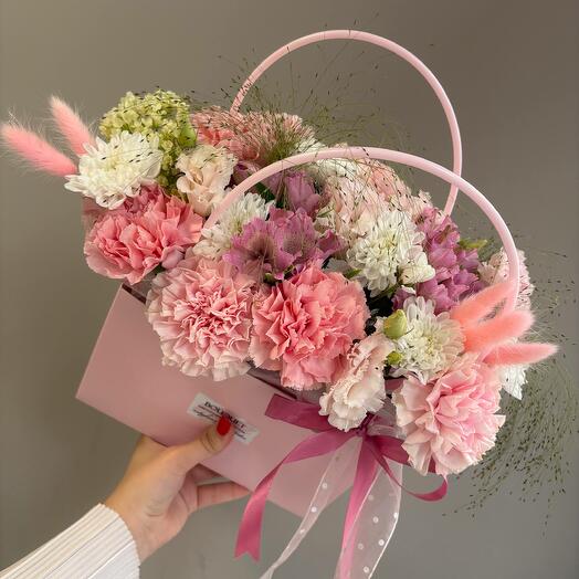 Bouquet 1009 (сумочка с гвоздиками и альстромерией)