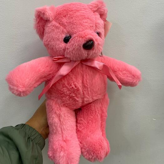 Мишка с бантом розовый