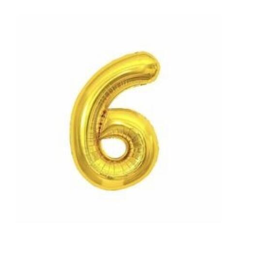 Шар цифра золото "6"