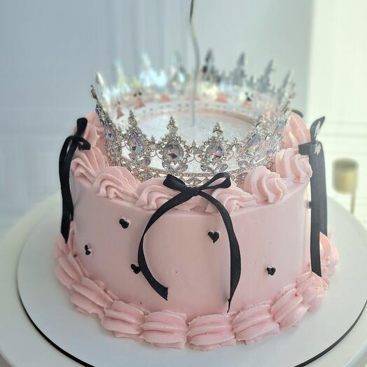 Торт с короной 1,5 кг., торт с блёстками,  торт с бантиками. Для дочки, девушки, подруги
