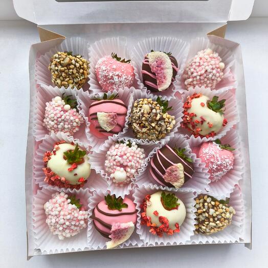 Клубника в шоколаде 16 штук 🍓для мамы, жены, подруги