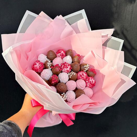 Букет с клубникой в шоколаде mini 🍓 🌸 розовая нежность 💕