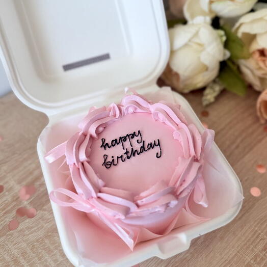 Бенто-ламбет розовый с бантиками "Happy birthday "