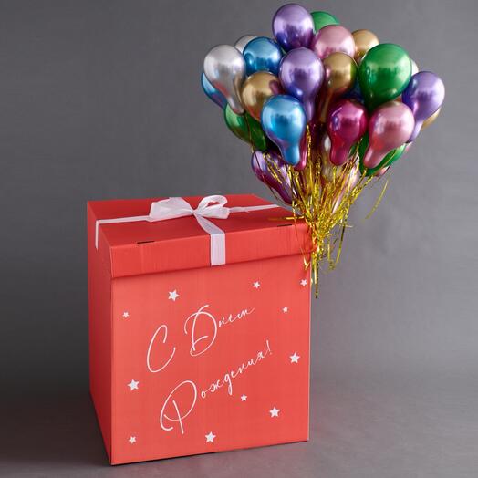 Caja sorpresa con globos de cumpleaños "cromo surtido"