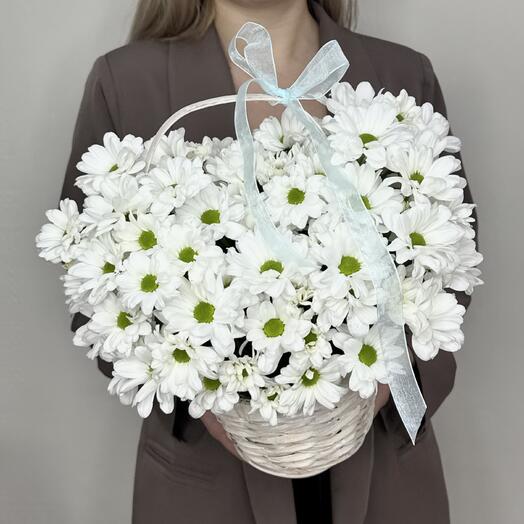 Корзинка с ромашковыми хризантемами