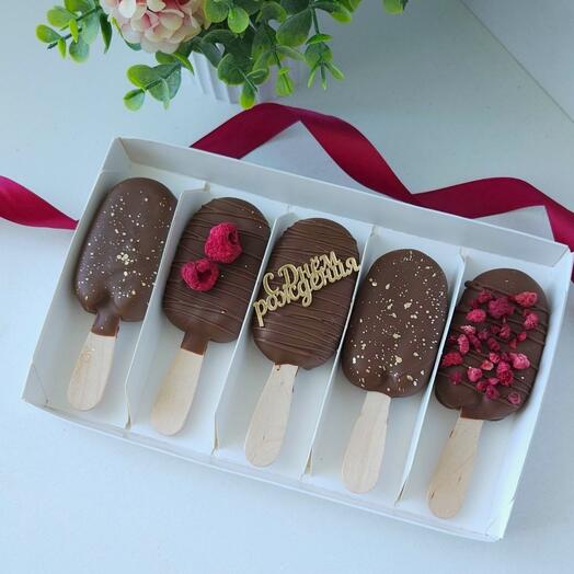 Пирожное эскимо-картошка "С днем рождения!"