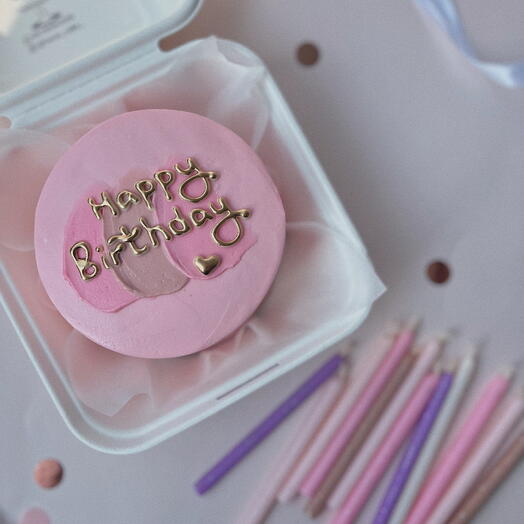 Бенто торт розовый с Днем Рождения happy birthday