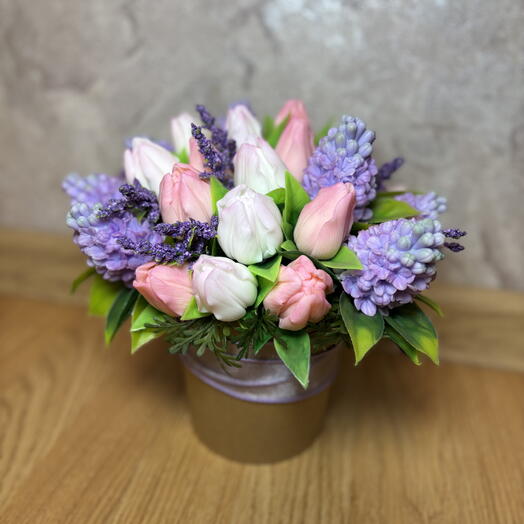 Букет из мыла тюльпаны и сирень