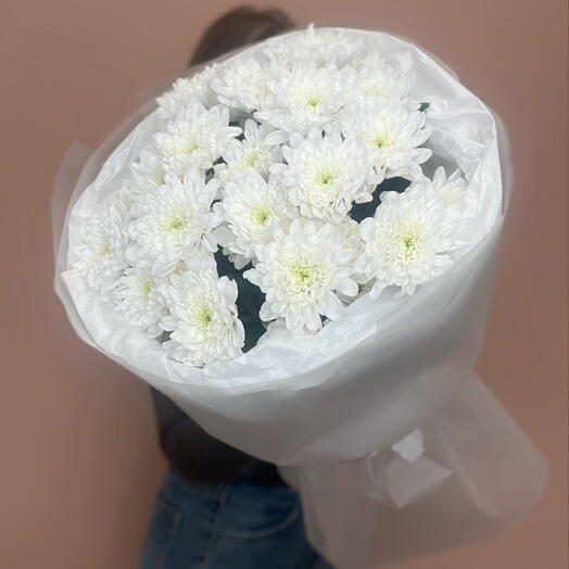 Белое облачко, 5 веточек хризантем