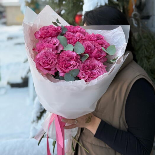 Пионовидные розы Кантри Блюз (9шт)