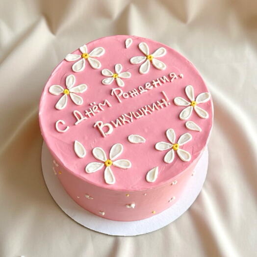 Торт на день рожения, с ромашками, на 6-7 порций