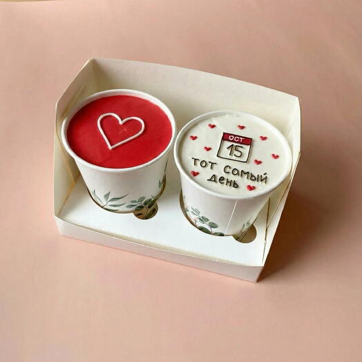 Набор тортов в стакане 2шт cake to go на годовщину / важную дату