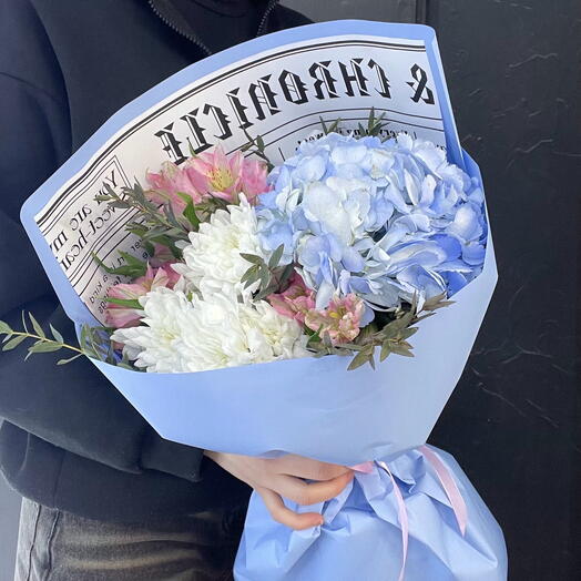 Букет небесно голубой с гортензией 🩵