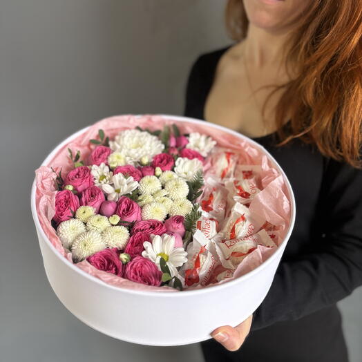 Цветочный бокс с Рафаэлло