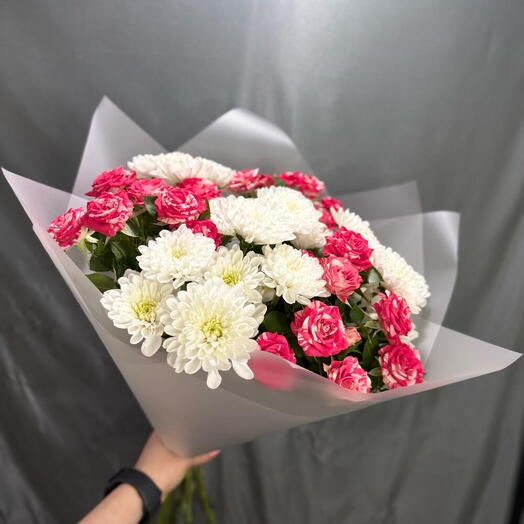 Букет сборный из роз с хризантемой🎀