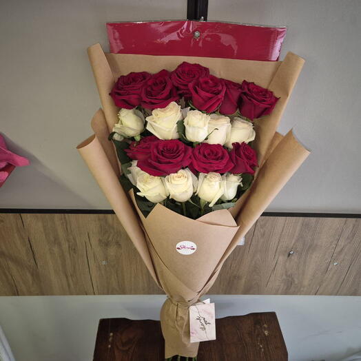 Mixed Bouquet of Red and White Roses