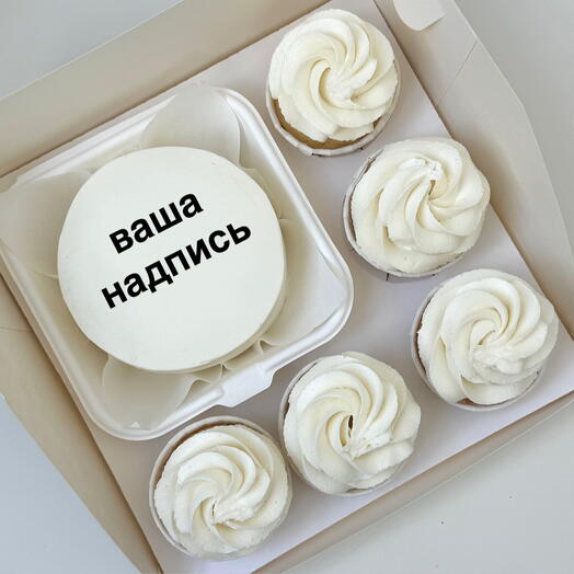 Набор на день рождения девичник подарок бенто-торт + 5 капкейков с вашим оформление