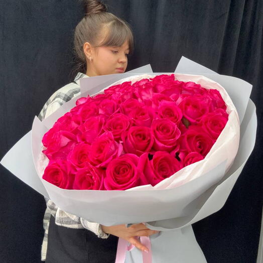 Букет из 51 малиновая 🌹 роза