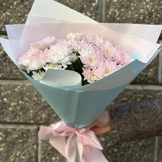 🌹 Букет из розовых кустовых хризантем