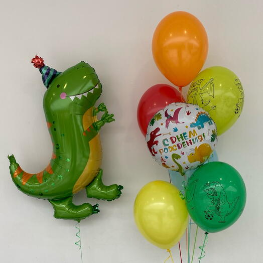Сет шаров с Динозавром в колпаке🦖