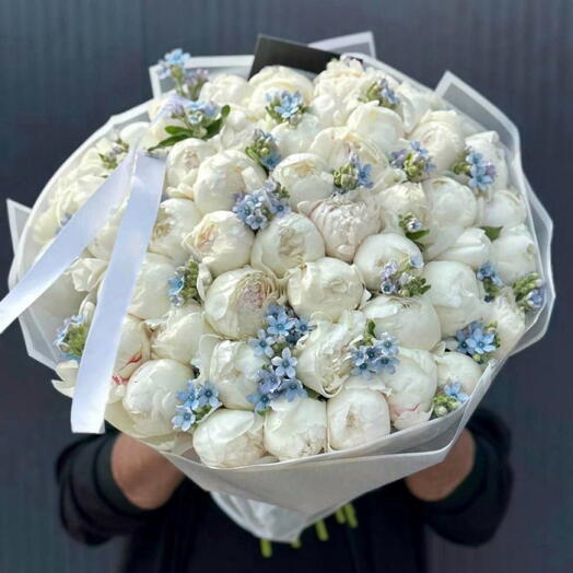 51 пион белые пионы с незабудками